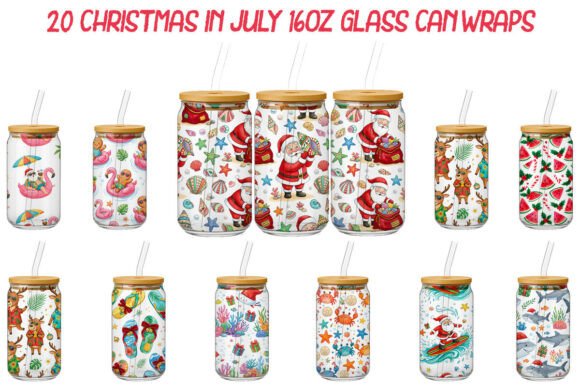 Download Christmas in July 16oz Glass Can Wraps - Glass Collection