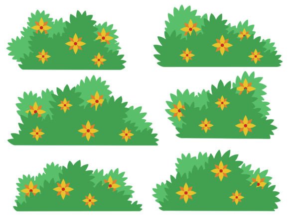 Download Bushes Grass with Flowers Illustration - Premium Resources