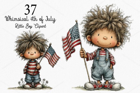 Download Whimsical 4th of July Little Boy Clipart - Whimsical Collection