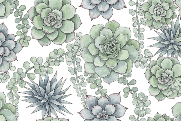 Download Watercolor Succulent Seamless Art - Premium Resources