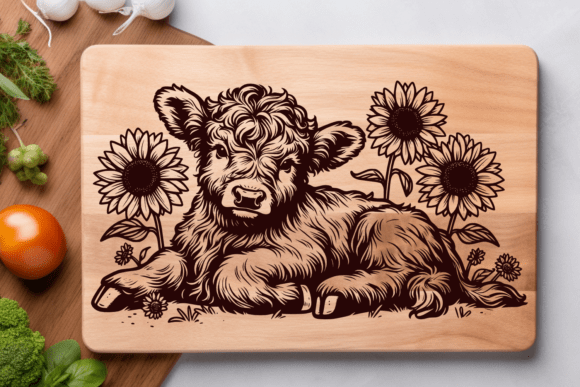 Download Baby Highland Cow Sunflowers Cutting SVG - Cut Collection