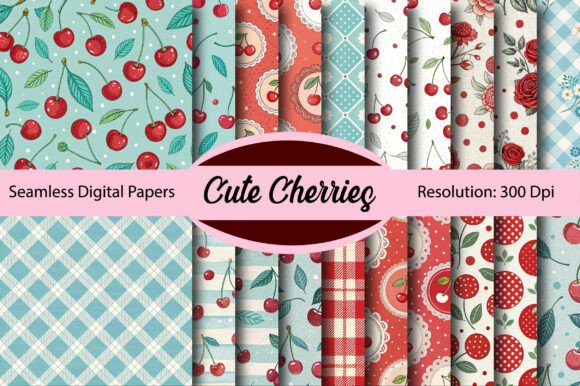 Download CUTE CHERRIES Seamless Digital Paper - Cut Collection