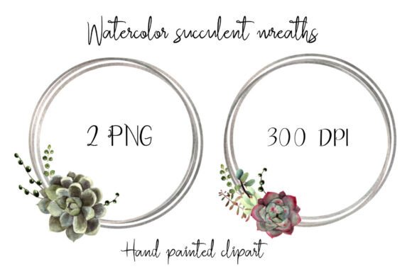 Download Watercolor Succulent Wreath Frames Set - Premium Resources