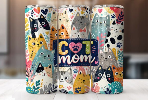 Download Cute Cat Mom 20 Oz Tumbler Sublimation - Cut Collection