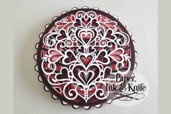 Download Hearts Round Mandala Papercut Shadowbox - Cut Collection