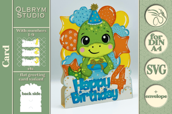 Download Dino Birthday Card , Kawaii Dinosaur SVG - Premium Resources